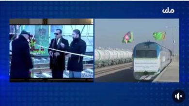 تصویر از خط آهن آقینه – اندخوی از سوی دو رئیس جمهور افتتاح شد