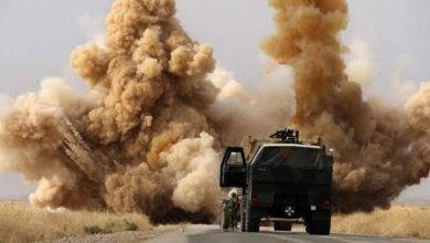تصویر از انفجار بمب در مسیر نیروهای امریکایی در بغداد